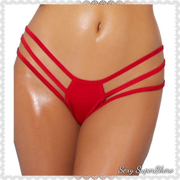 ๐โค Red Hot Strappy ๐บ Triangle Micro Bikini Set - Picture 3 of 5